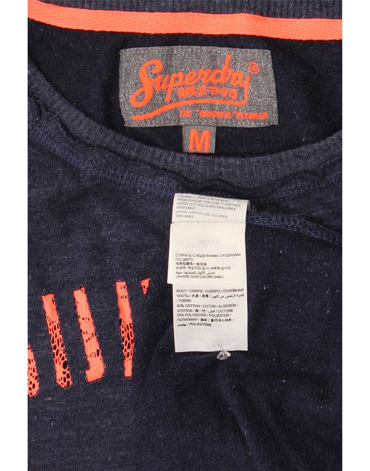 Superdry Damen-Sweatshirt-Pullover UK 14 Mittelmarineblauer Tierdruck