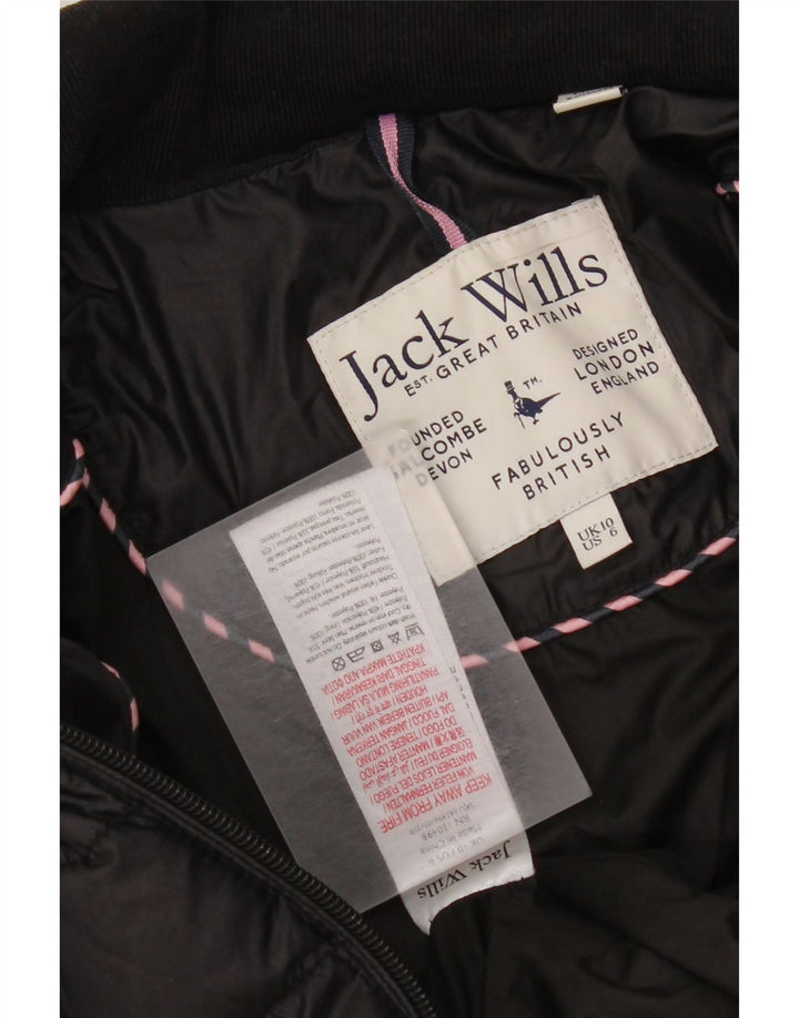 Jack Wills Damen Wattierte Jacke UK 10 Small Schwarz Polyester