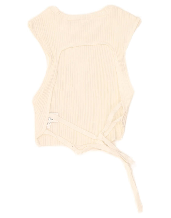 Zara Womens Sleeveless Crop Top UK 8 Small White Cotton