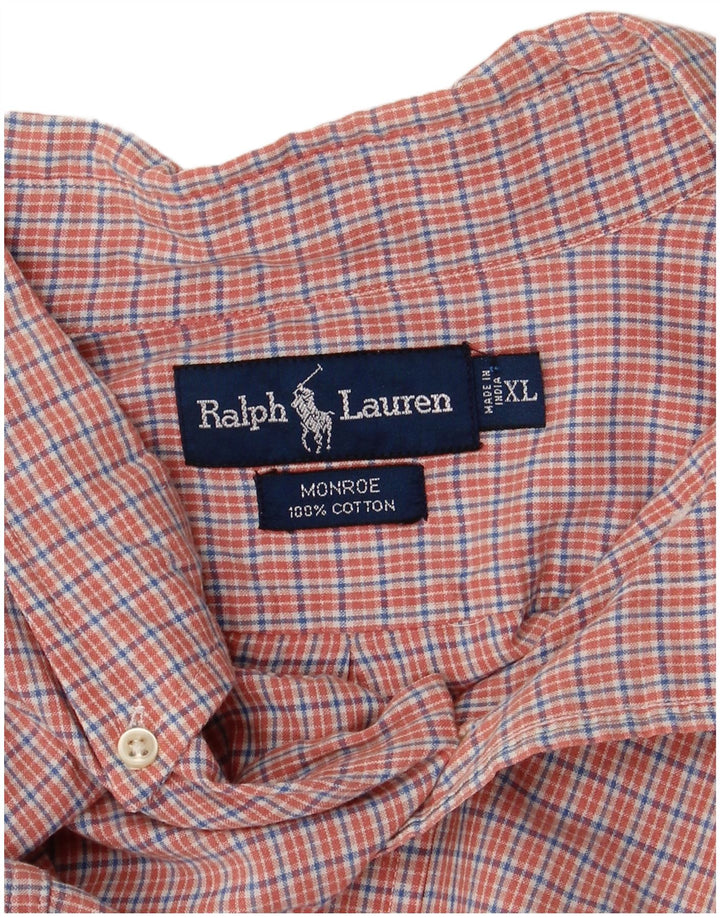 Ralph Lauren Herren Monroe Kurzarmhemd XL Orange kariert Baumwolle