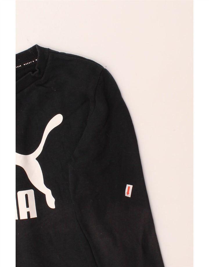 PUMA Boys Graphic Sweatshirt Jumper 11-12 Years Black Cotton Vintage Puma and Second-Hand Puma from Messina Hembry 