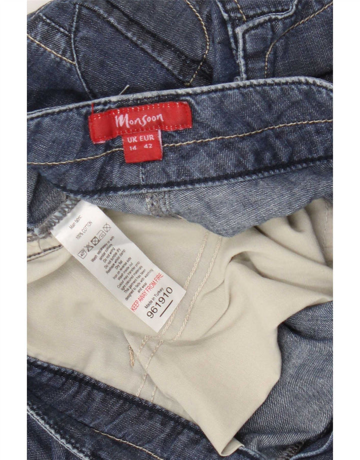 Monsoon Damen-Denim-Cargoshorts UK 14 Medium W34 L20 Blaue Baumwolle
