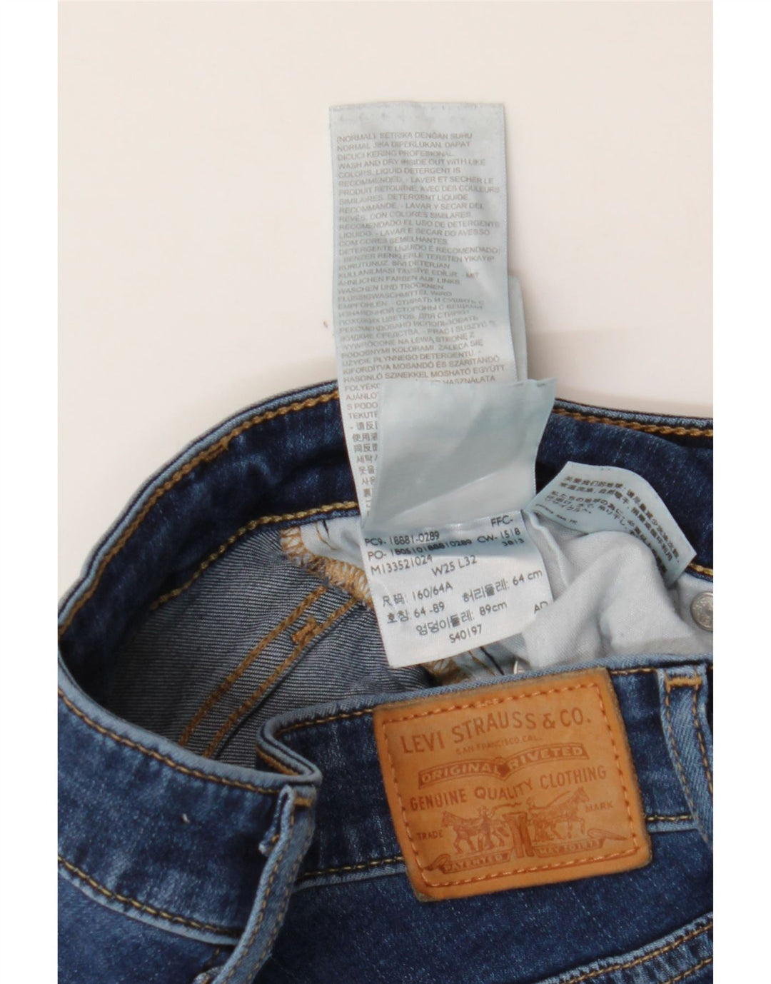 LEVI'S Damen 711 Skinny Jeans W25 L32 Blaue Baumwolle