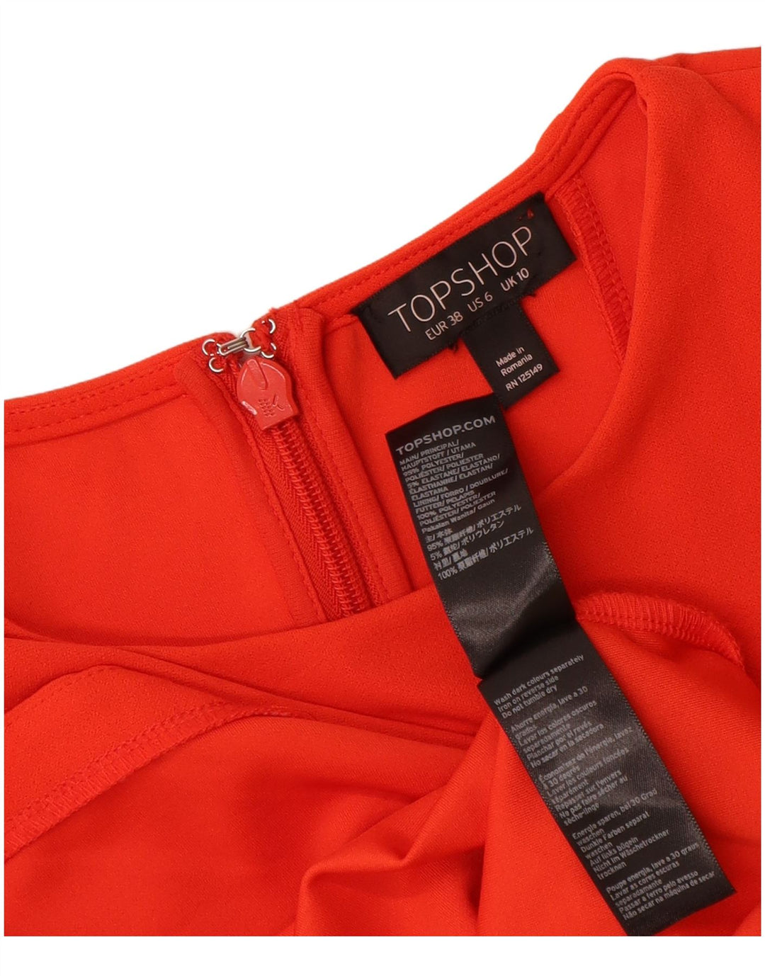 Topshop Damen Ärmelloses Etuikleid UK 10 Small Orange Polyester