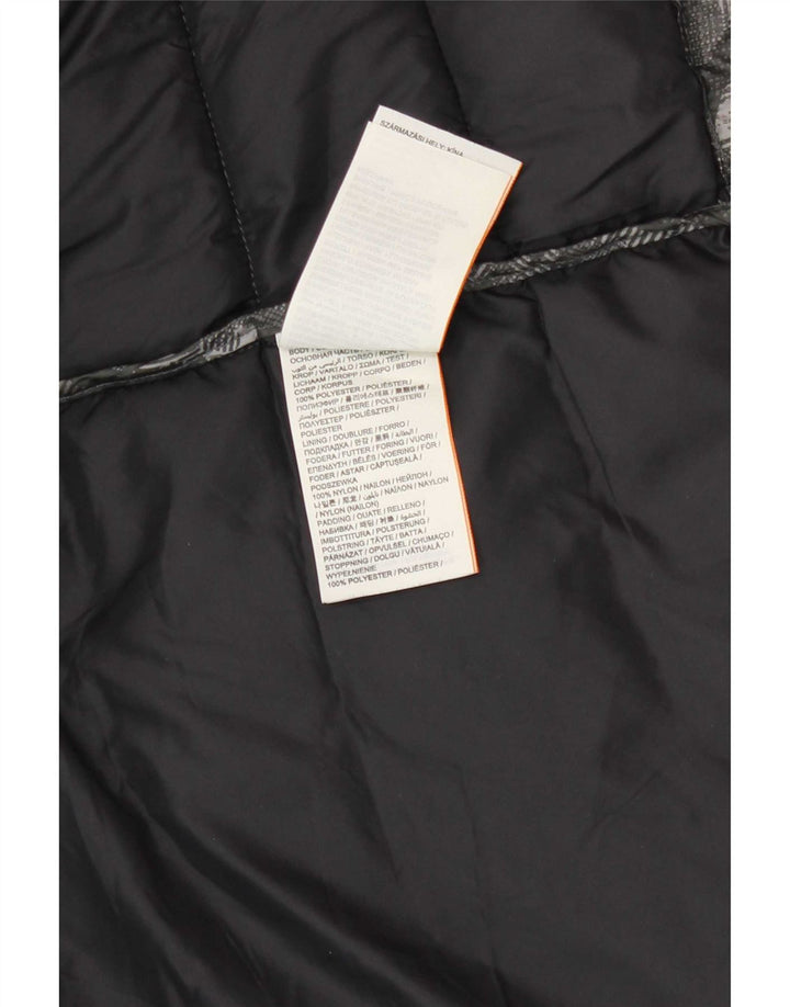 Superdry Wattierte Damenjacke mit Kapuze, UK 14, mittelgraues Camouflage-Polyester
