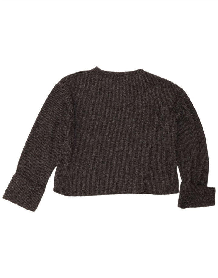 Zara Damen-Pullover, übergroß, mit Rundhalsausschnitt, Gr. 40, Größe L, Grau