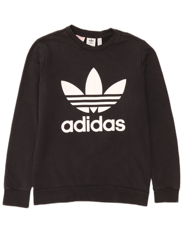 Adidas Jungen Grafik-Sweatshirt-Pullover 13–14 Jahre, schwarze Baumwolle