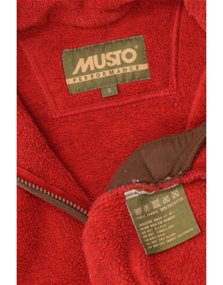 MUSTO Herren-Fleecepullover mit Reißverschluss am Hals, kleines rotes Polyester