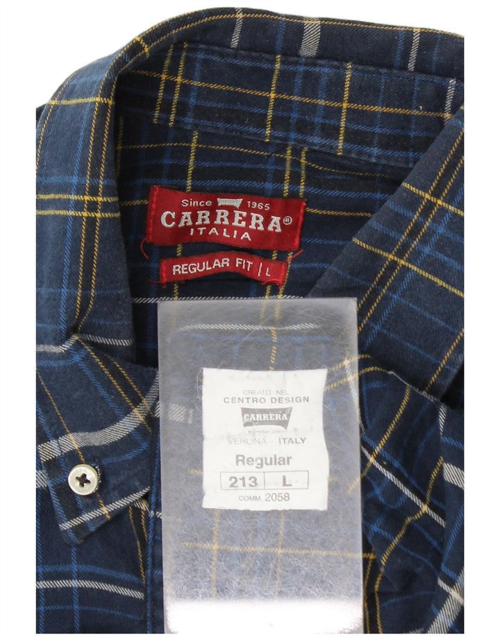 Carrera Herren-Flanellhemd mit normaler Passform, groß, marineblau, kariert, Baumwolle