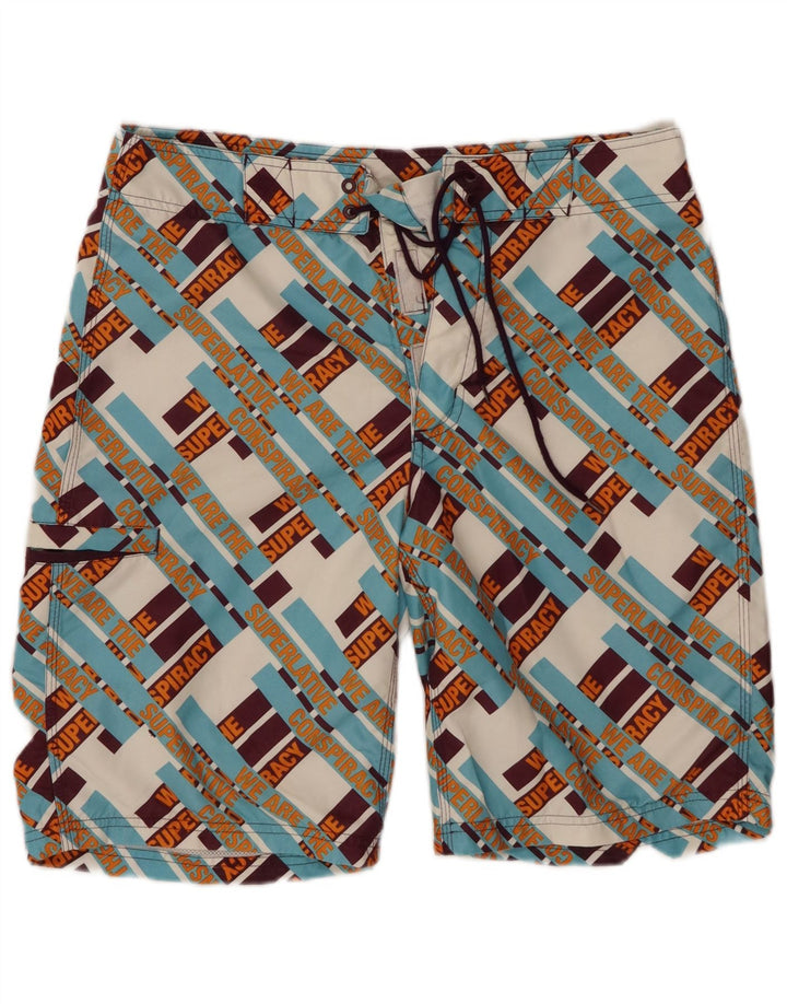 WESC Herren-Badeshorts mit Grafik, klein, mehrfarbig, kariert, Polyester