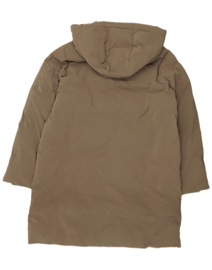 Zara Damen Kapuzenmantel, gepolstert, UK 18, XL, Khaki, Polyester
