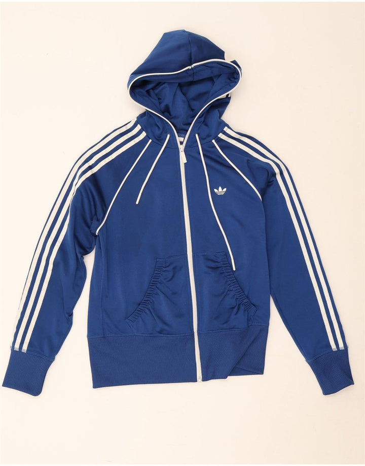 Adidas Damen Zip Hoodie Pullover EU 40 Mittelblau Polyester Sport