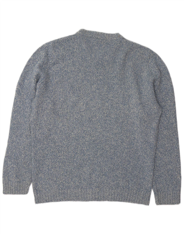 Gran Sasso Herren-Pullover mit Rundhalsausschnitt, Größe 48, mittelblau gefleckter Kaschmir