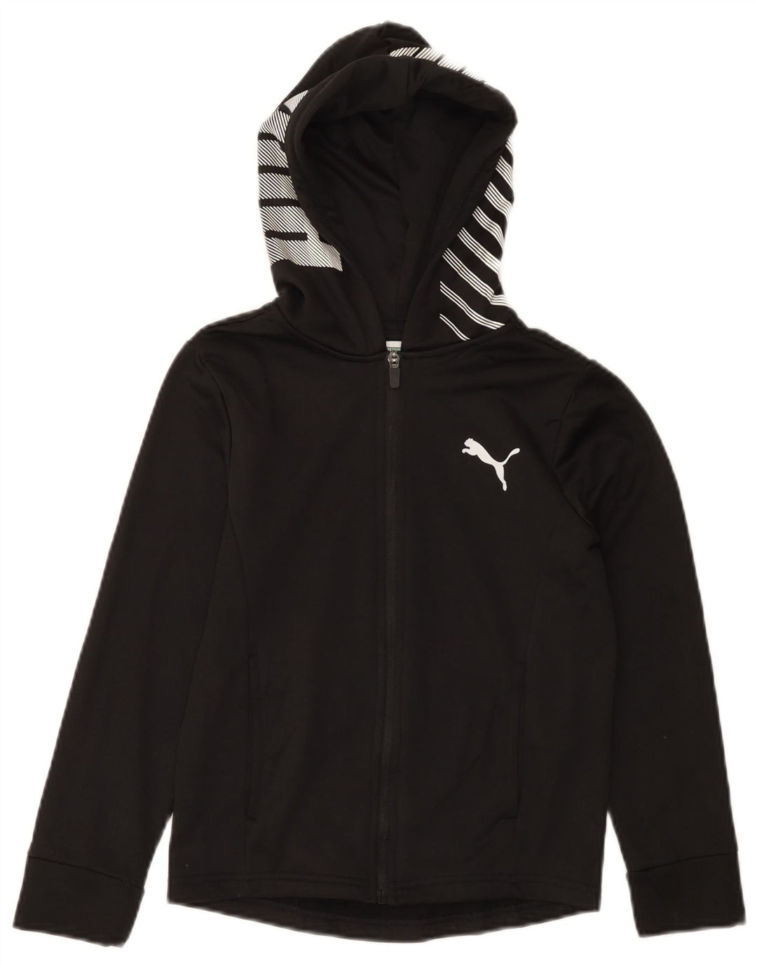 PUMA Mädchen-Kapuzenpullover mit grafischem Reißverschluss, 7–8 Jahre, Größe S, Schwarz, Polyester