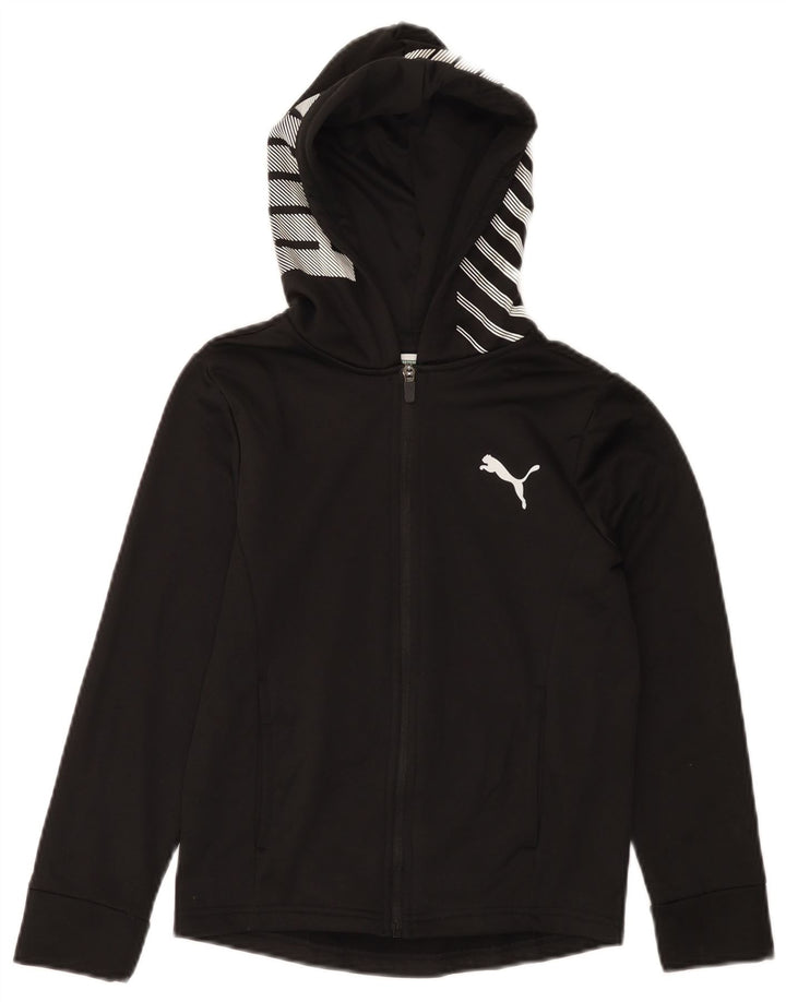 PUMA Mädchen-Kapuzenpullover mit grafischem Reißverschluss, 7–8 Jahre, Größe S, Schwarz, Polyester