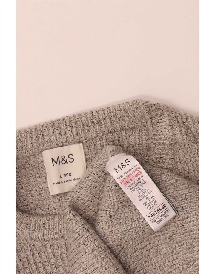 Marks & Spencer Herren-Pullover mit Rundhalsausschnitt, groß, beige, Polyamid