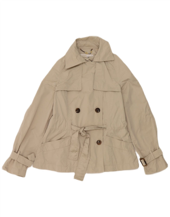 Zara Damen Zweireihige Jacke UK 12 Mittelgraues Polyester