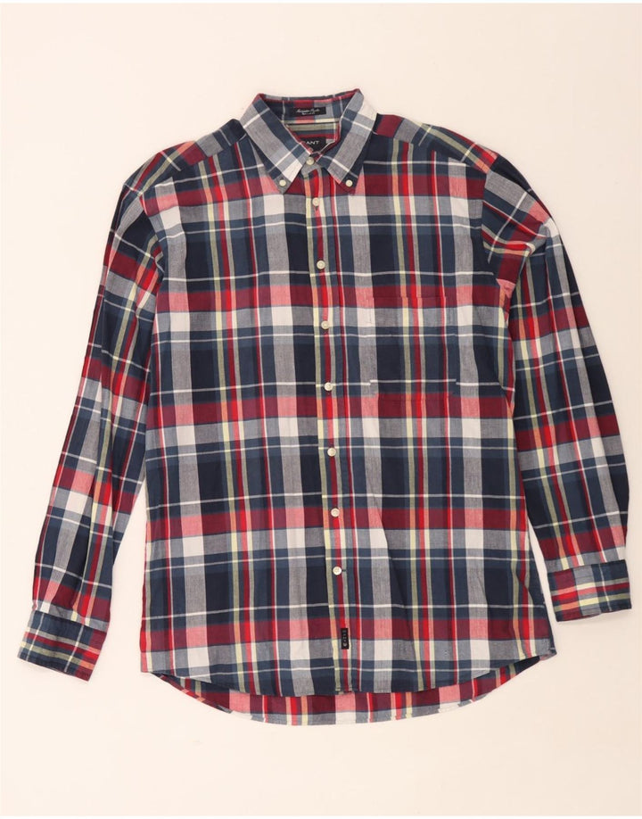 Gant Herren-Hemd mit normaler Passform, groß, marineblau kariert