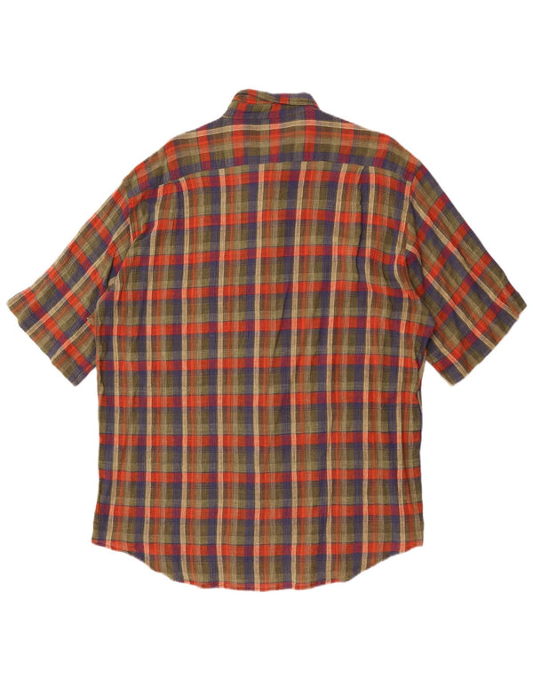 Missoni Herren Kurzarmhemd 2XL grün kariert Baumwolle