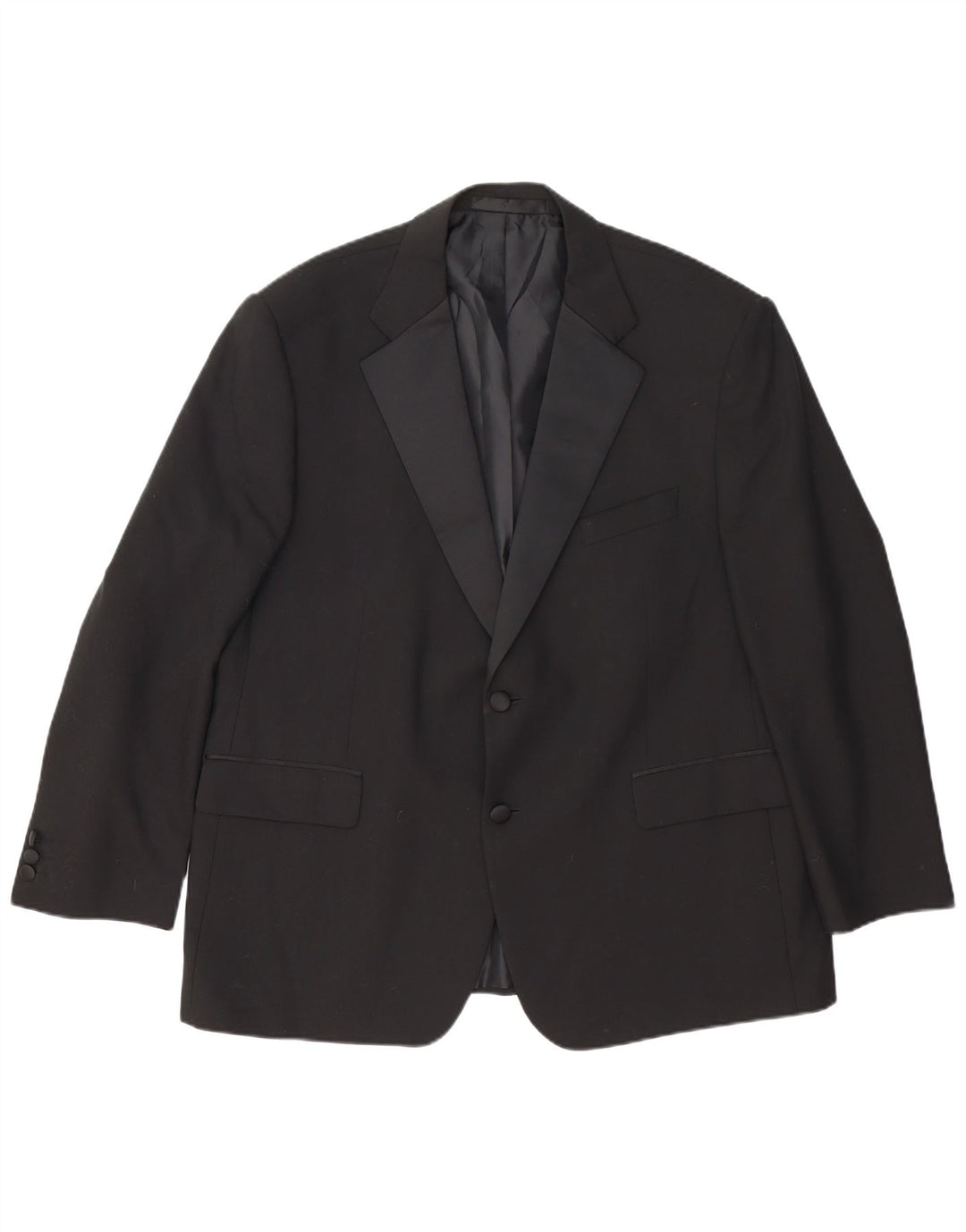 Marks & Spencer Herren-Blazer mit 2 Knöpfen, UK 46, XL, schwarze Wolle