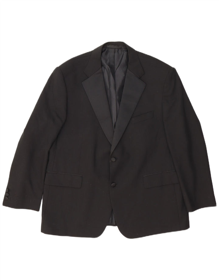 Marks & Spencer Herren-Blazer mit 2 Knöpfen, UK 46, XL, schwarze Wolle