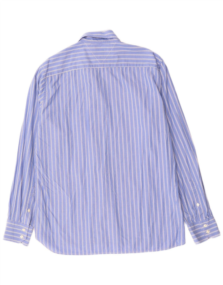 TOMMY HILFIGER Herrenhemd Große blau gestreifte Baumwolle