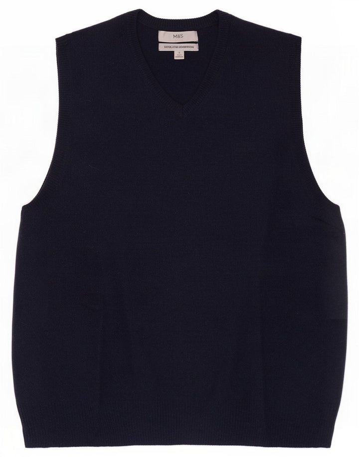 Marks & Spencer Herren Weste Tank Top Small Marineblaue Wolle
