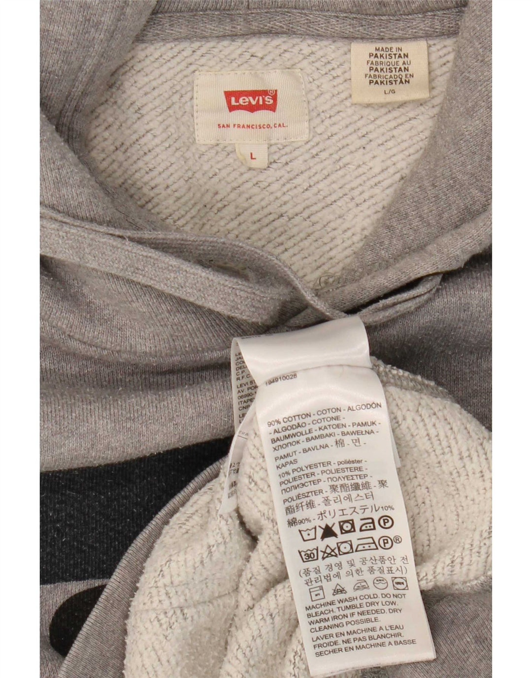 Levi's Herren-Kapuzenpullover mit Grafik, groß, graue Baumwolle