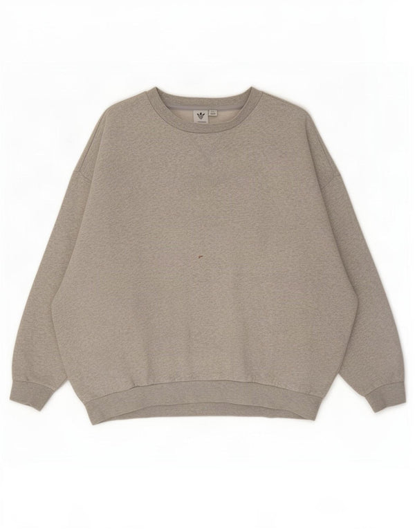 Adidas Damen-Sweatshirt in Übergröße, Größe UK 12, mittelgrau gefleckte Baumwolle