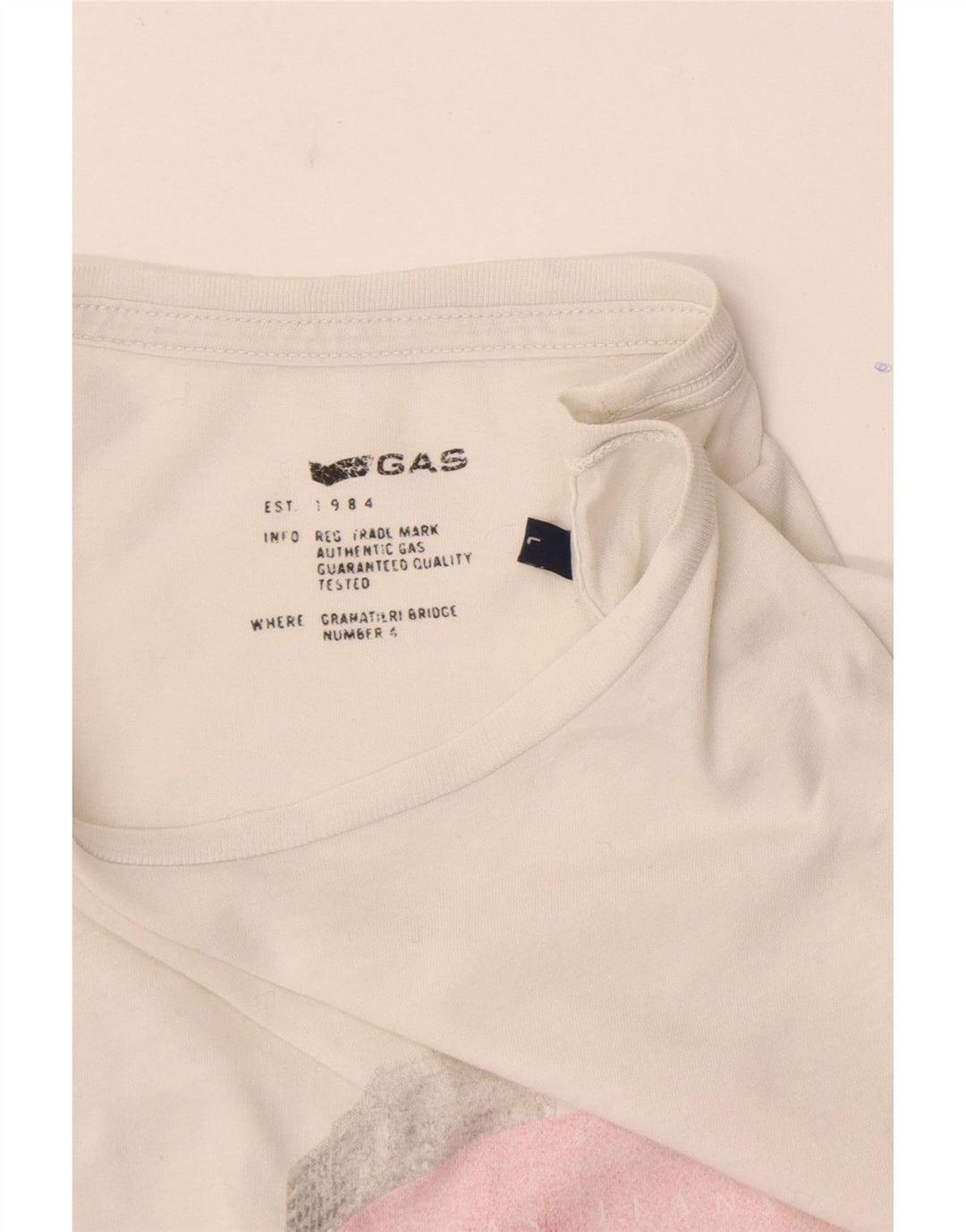 Gas Womens Graphic Top Langarm UK 16 Large Weiß