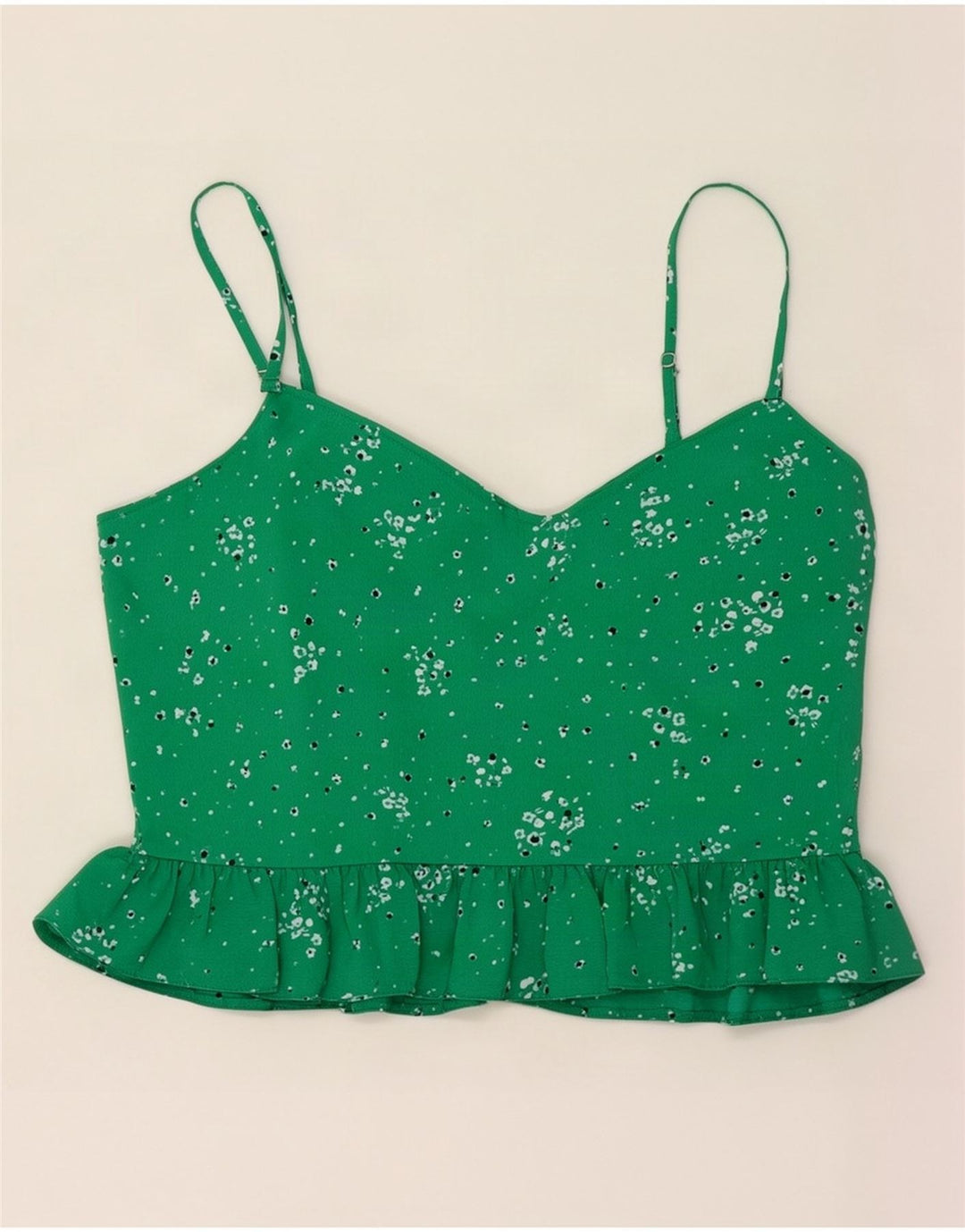 Topshop Damen Cami Top UK 12 Mittelgrünes Blumenmuster aus Polyester