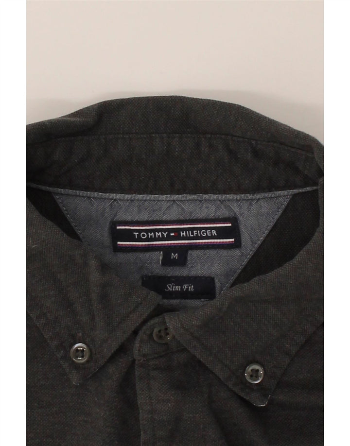TOMMY HILFIGER Mens Slim Fit Flannel Shirt Medium Grey Cotton Vintage Tommy Hilfiger and Second-Hand Tommy Hilfiger from Messina Hembry 