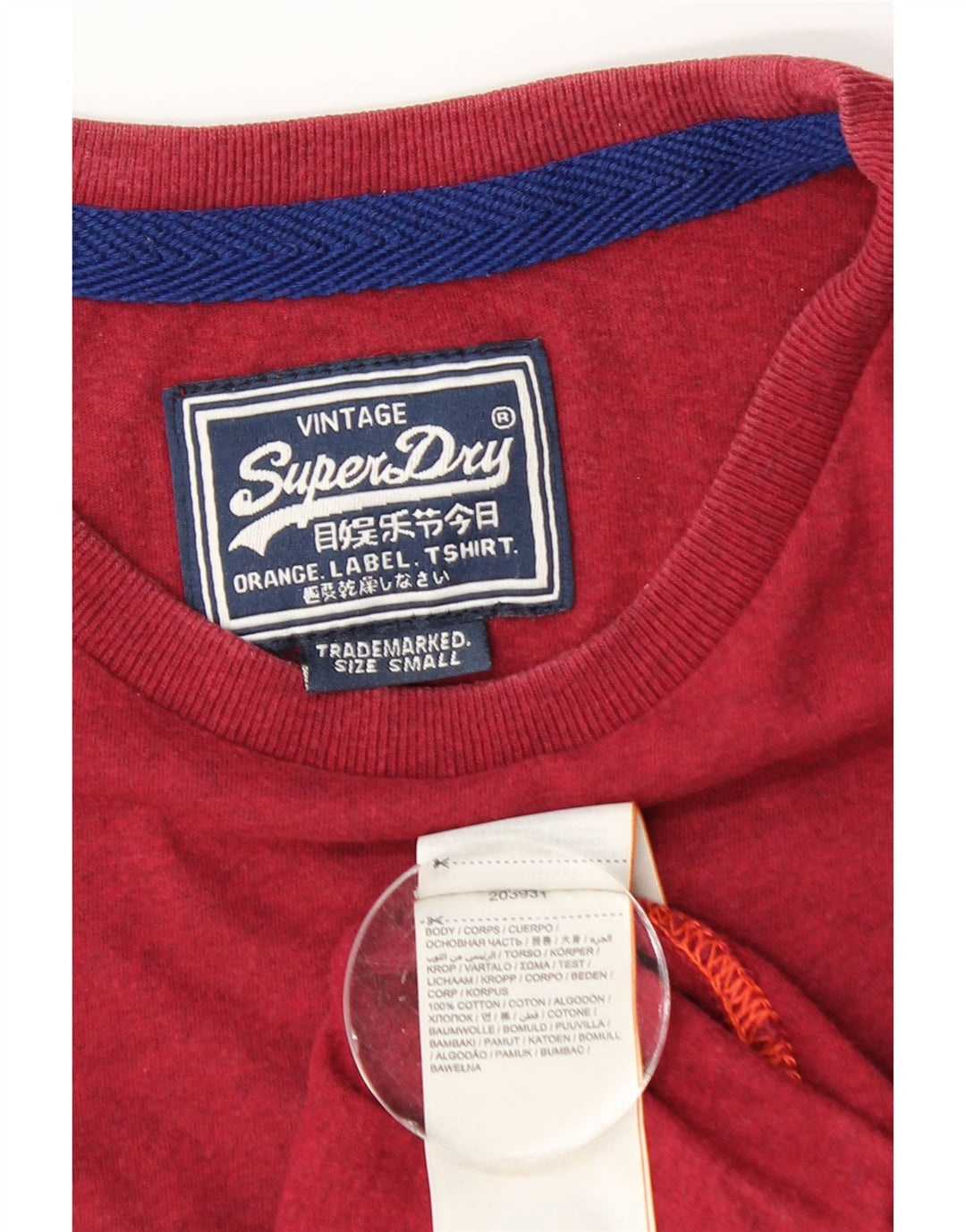 Superdry Herren T-Shirt Top Small aus roter Baumwolle