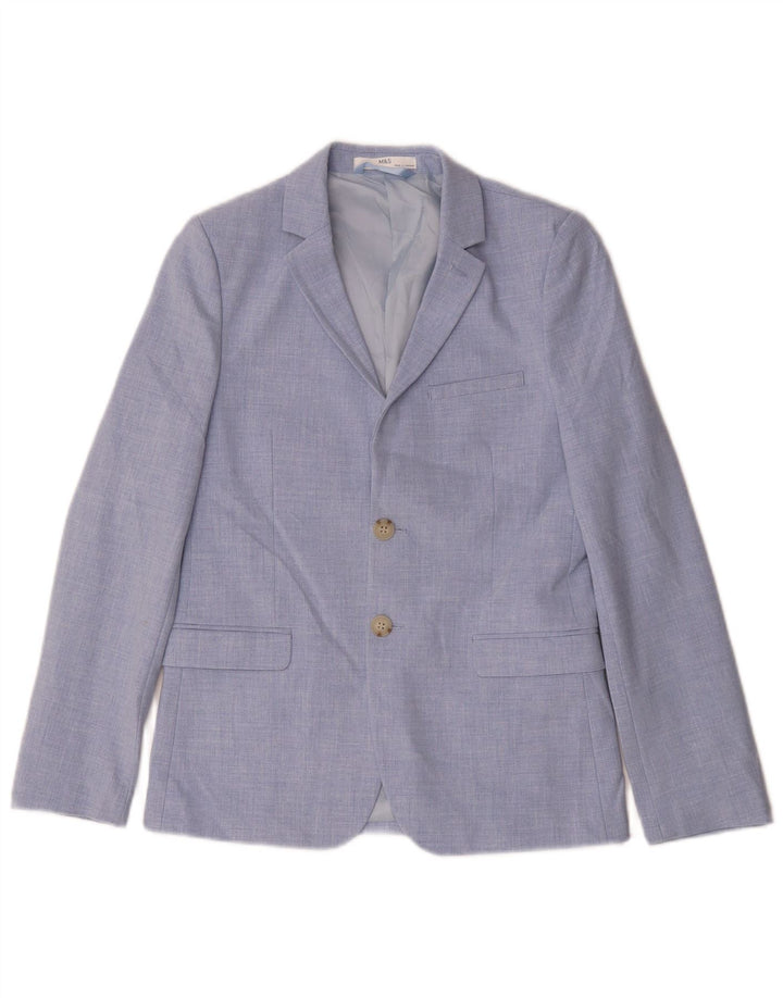 Marks & Spencer Jungen-Blazer mit 2 Knöpfen, 11–12 Jahre, blaues Polyester