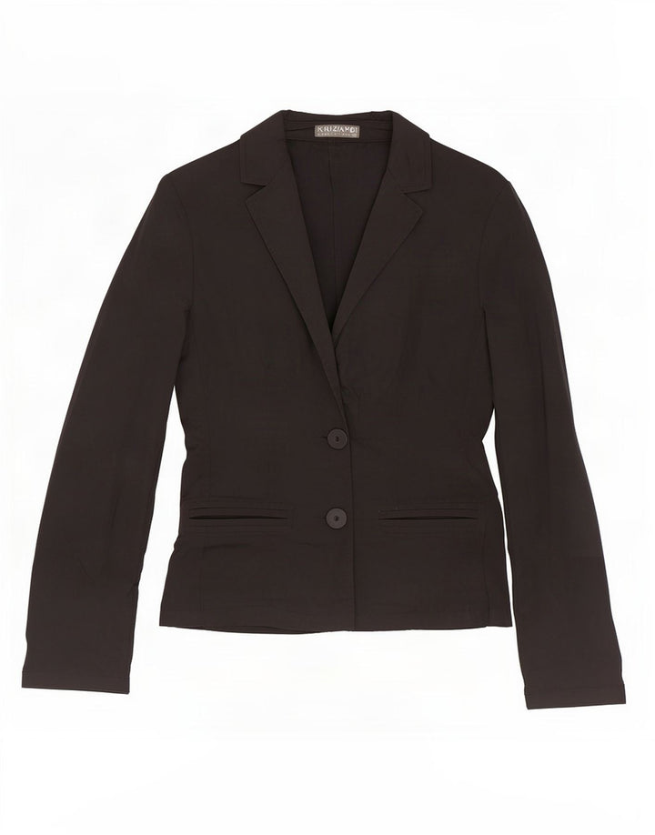 Krizia Poi Damen 2-Knopf-Blazerjacke IT 42 Mittelschwarz