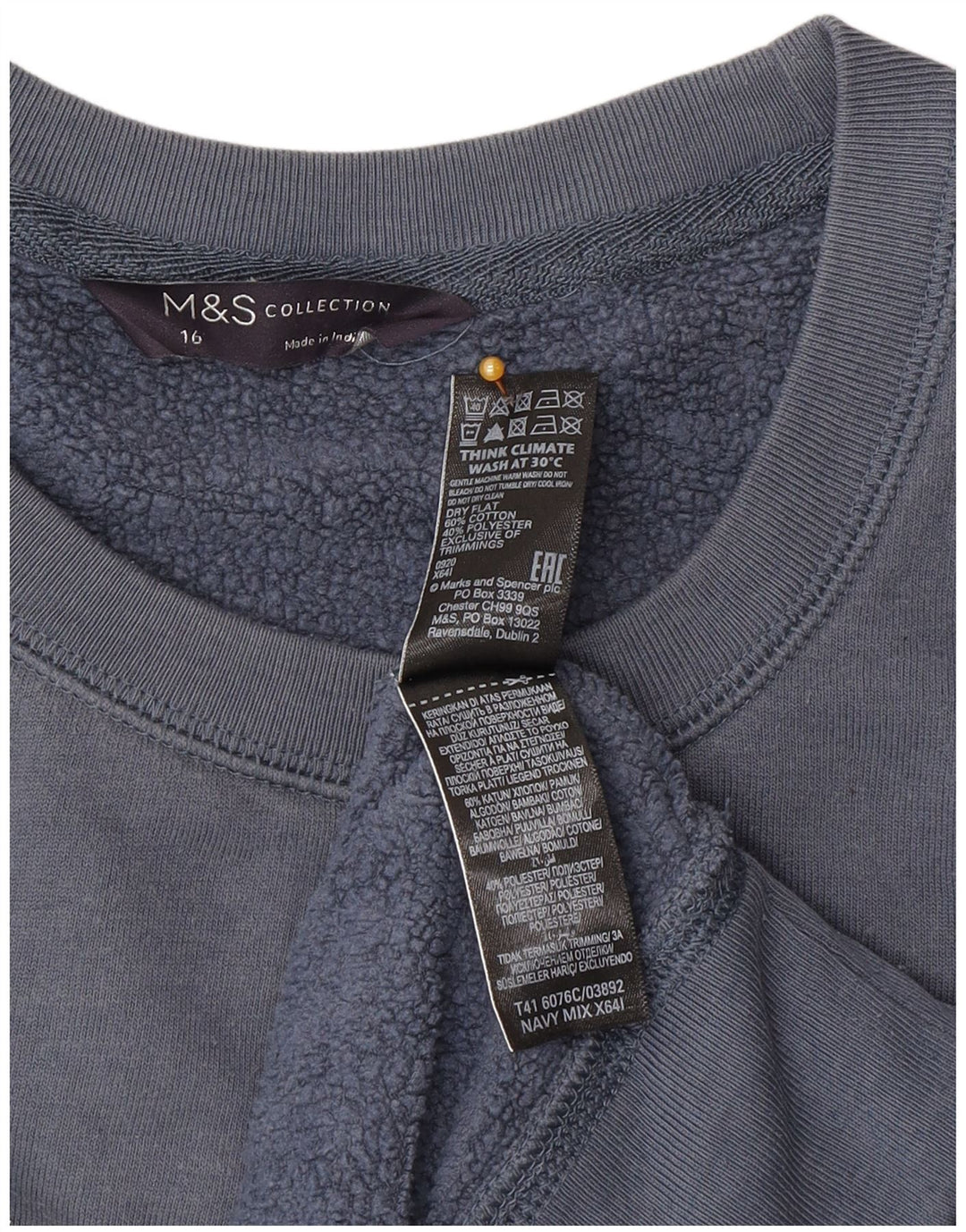 Marks & Spencer Damen Grafik-Sweatshirt-Pullover UK 16 Large Marineblau