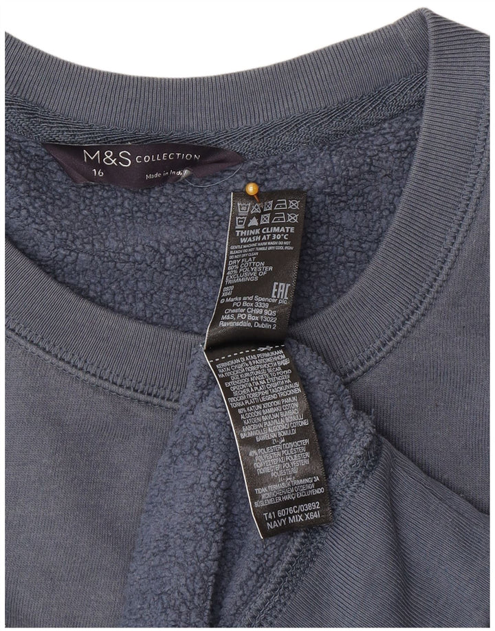 Marks & Spencer Damen Grafik-Sweatshirt-Pullover UK 16 Large Marineblau
