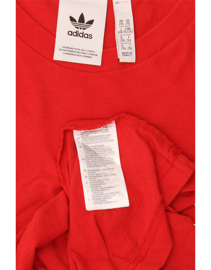 Adidas Herren T-Shirt Top 2XL Rot Baumwolle