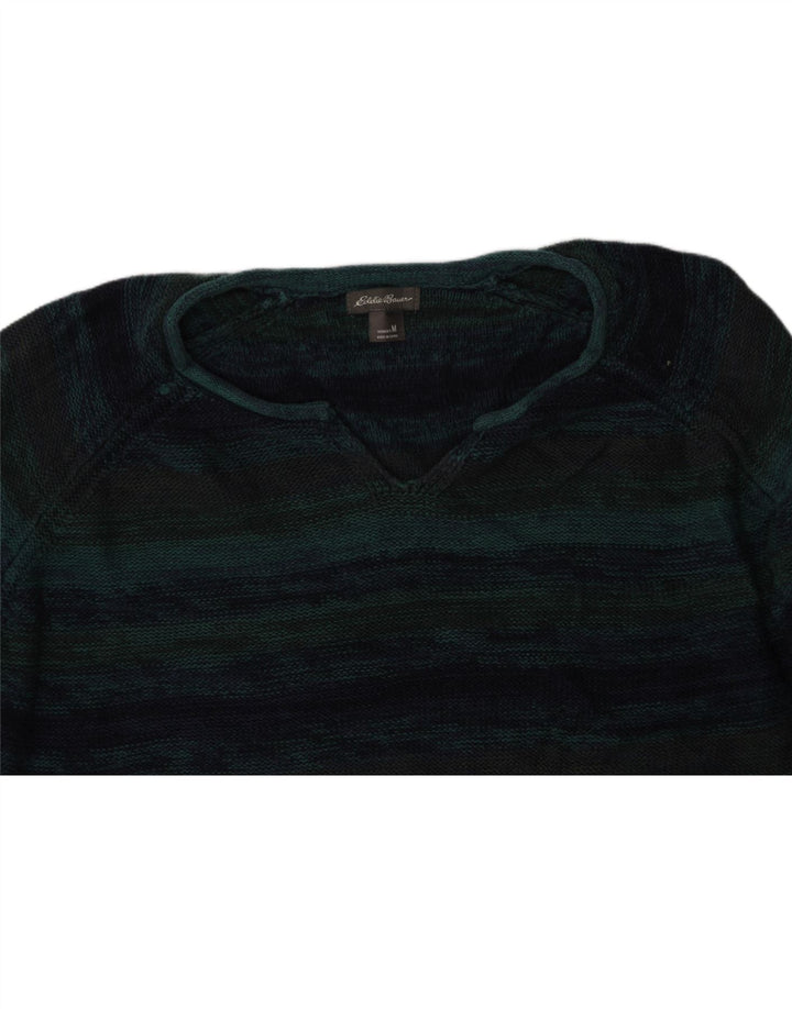 EDDIE BAUER Womens Boat Neck Jumper Sweater UK 14 Medium Blue Striped Vintage Eddie Bauer and Second-Hand Eddie Bauer from Messina Hembry 