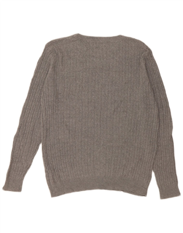 Zara Herren-Pullover mit Rundhalsausschnitt, XL, graue Baumwolle