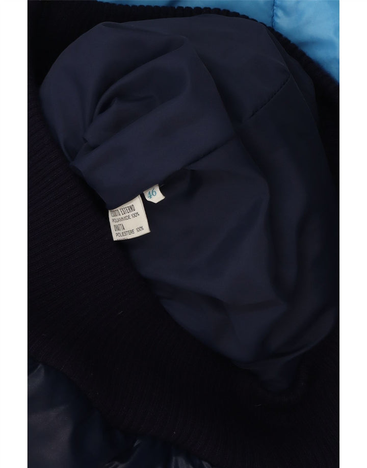VINTAGE Wattierte Herrenjacke IT 46 Kleines blaues Colourblock-Polyamid