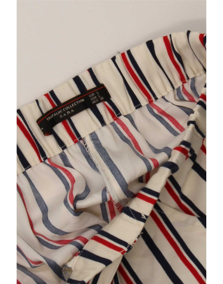 Zara Damen Capri-Hose, groß, W34, L22, weiß gestreift