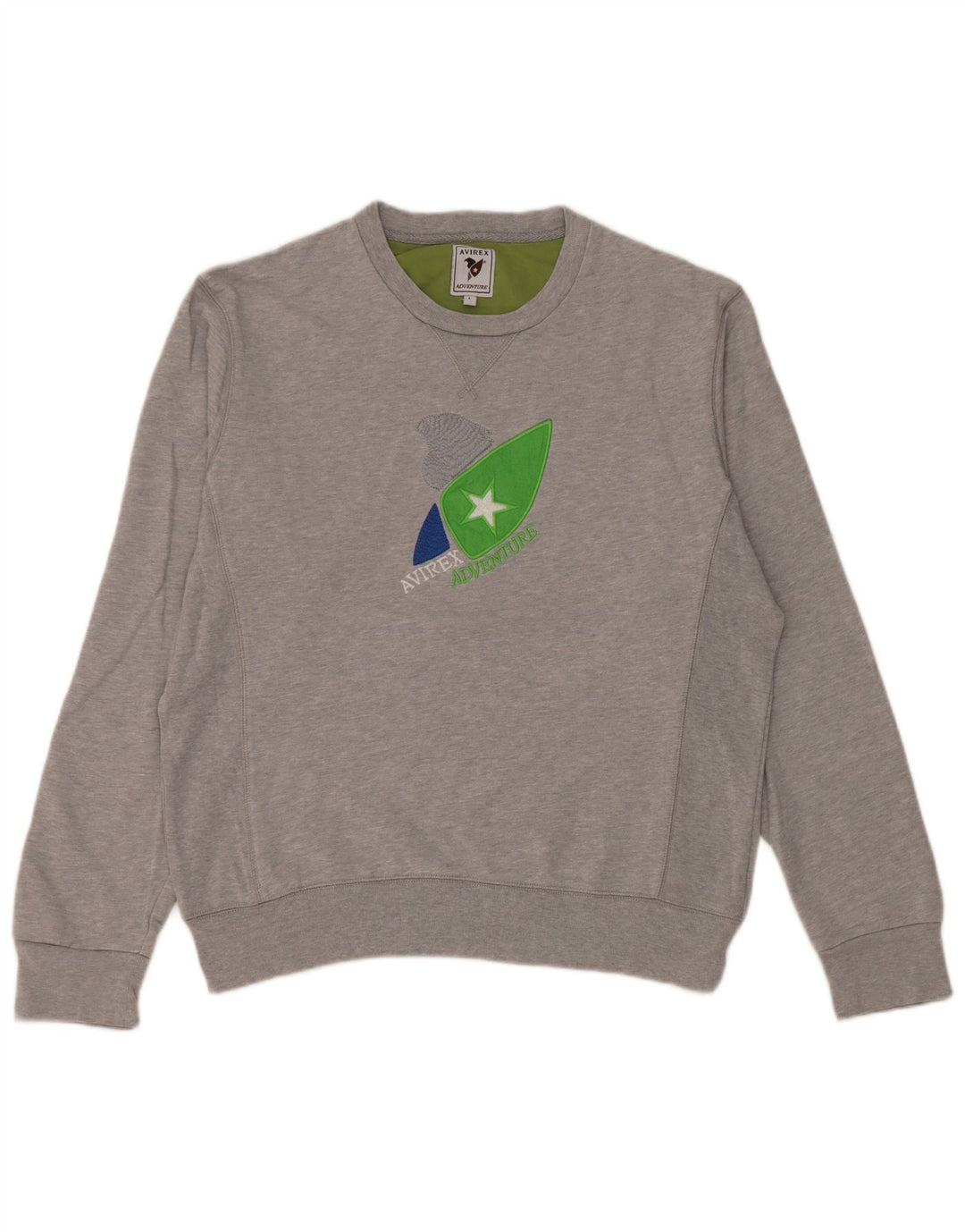 Avirex Herren-Sweatshirt mit Grafik, reguläre Passform, große graue Baumwolle