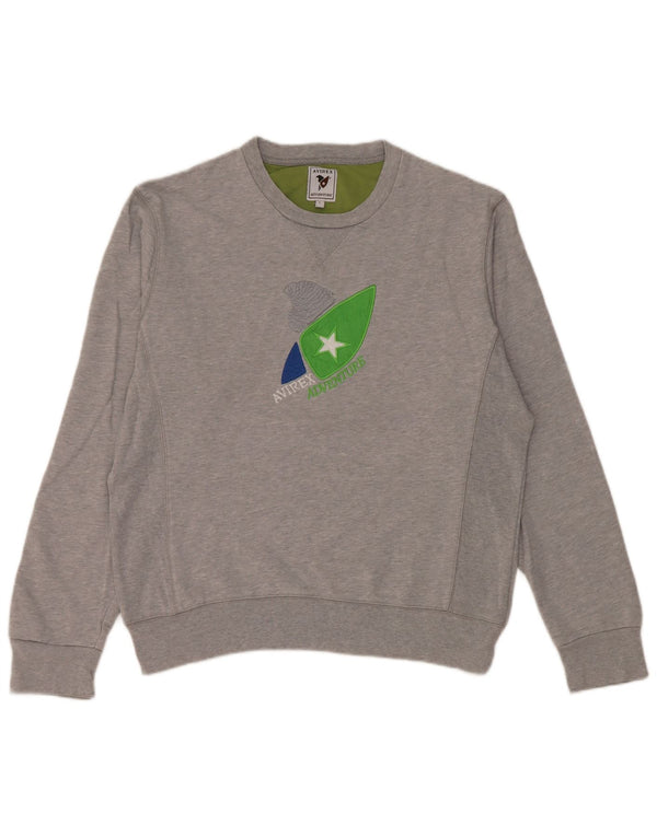 Avirex Herren-Sweatshirt mit Grafik, reguläre Passform, große graue Baumwolle