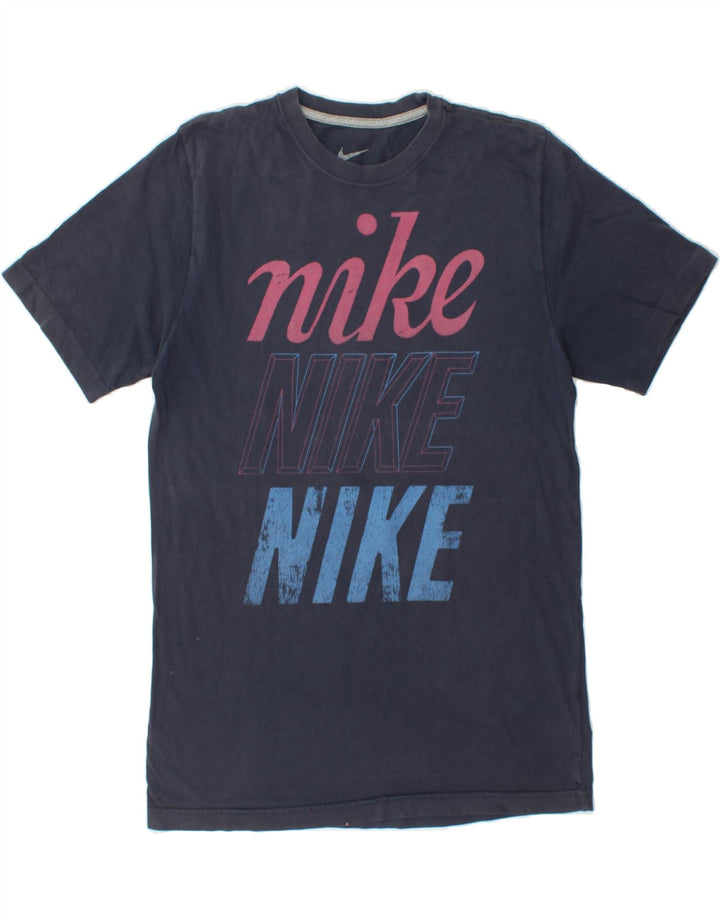 NIKE Mens Graphic T-Shirt Top Medium Navy Blue Cotton Vintage Nike and Second-Hand Nike from Messina Hembry 