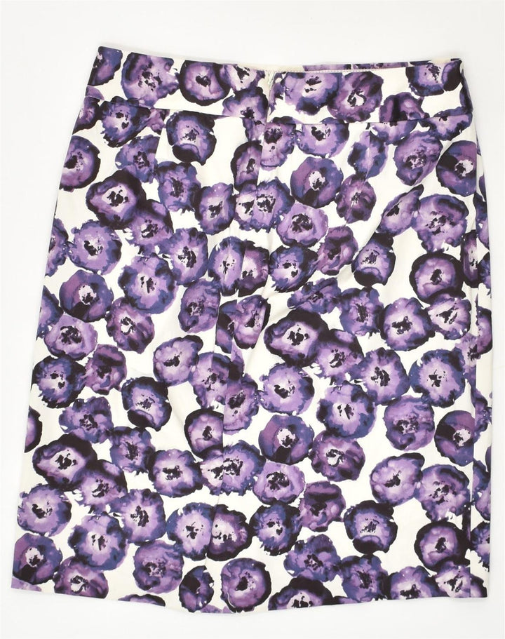 J. CREW Womens Straight Skirt US 6 Medium W30 Purple Floral Cotton | Vintage J. Crew | Thrift | Second-Hand J. Crew | Used Clothing | Messina Hembry 