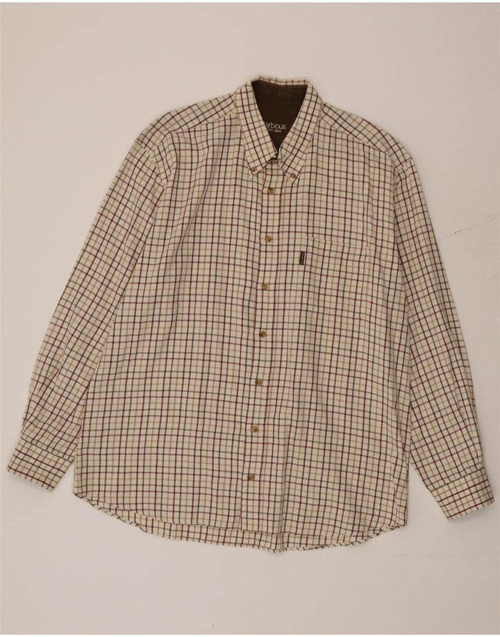 Barbour Herrenhemd 2XL Beige Gingham Baumwolle