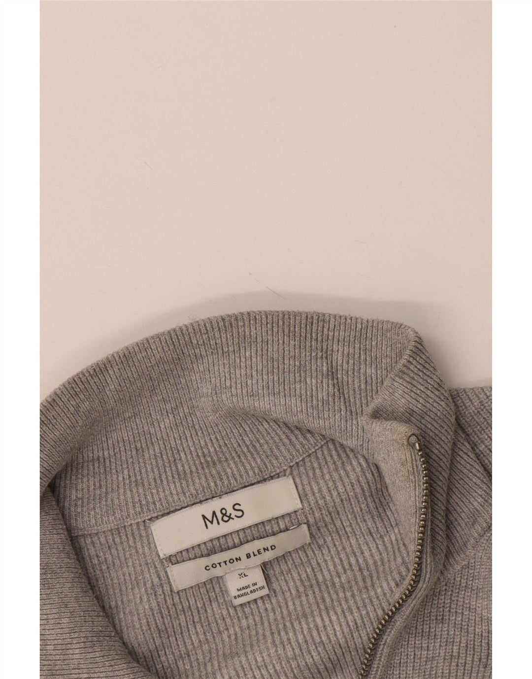 Marks & Spencer Herren-Pullover mit Reißverschluss, XL, graue Baumwolle