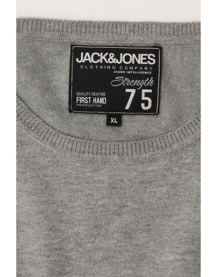 Jack & Jones Herren-Pullover mit Rundhalsausschnitt, XL, Grau meliert