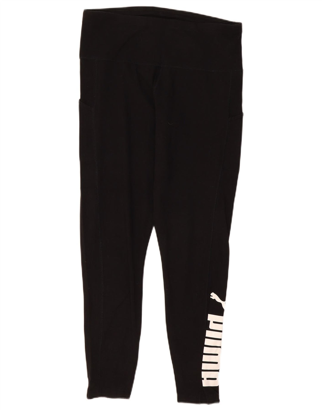 PUMA Damen Graphic Leggings UK 14 Large Schwarz Baumwolle